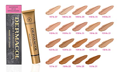 Dermacol DC Base Makeup Cover Total | Maquillaje Corrector Waterproof SPF 30 | Cubre Tatuajes, Cicatrices, Acné, Imperfecciones, Manchas en la Piel de la Cara y Cuerpo | Liquido - Mate Natural - 30g