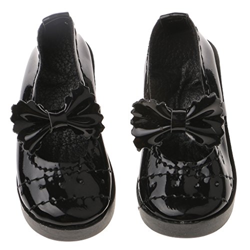 Desconocido Zapatos de Tacón Fashion Muñecas Grueso Lolita Bowknot Redonda con Punta para 1/3 BJD - Negro