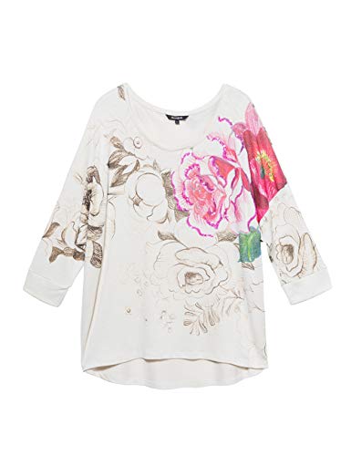 Desigual T-Shirt Daryl Camiseta, Blanco (Crudo 1001), Small para Mujer