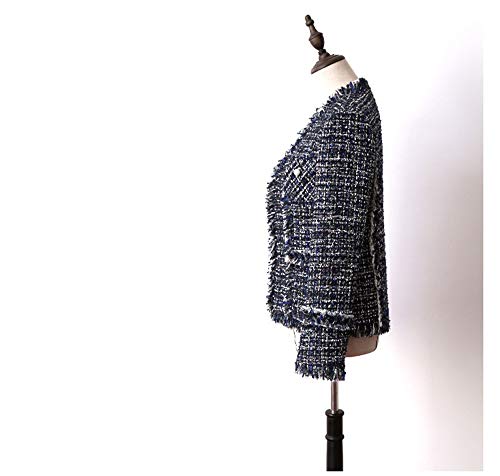 DGFHR Chaqueta De Mujer La Chaqueta Pequeña De Fragancia Royal Blue Tweed Es Delgada, L