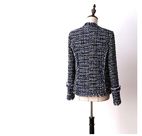 DGFHR Chaqueta De Mujer La Chaqueta Pequeña De Fragancia Royal Blue Tweed Es Delgada, L