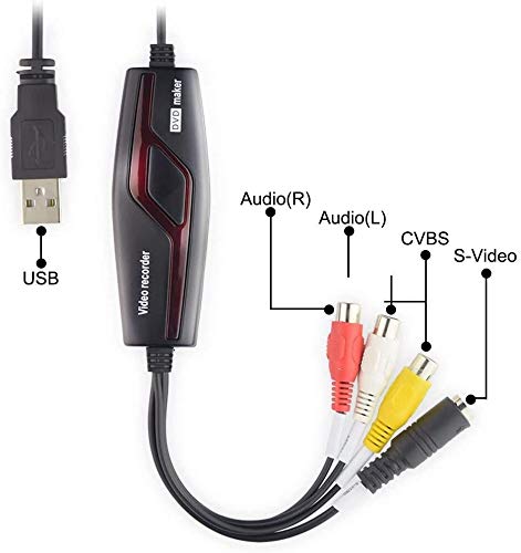 DIGITNOW! Convertidor de captura de vídeo USB, VHS a DVD Digital Grabber Grabador , Capturadora Digitalizadora de vídeo para Mac Windows