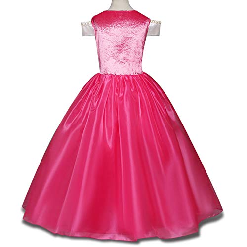 Disfraz de princesa Aurora para niñas de 3 a 10 años, color rosa fuerte Rosa hot pink 5-6 Years, Height 116 cm