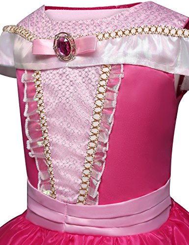 Disfraz de princesa Aurora para niñas de 3 a 10 años, color rosa fuerte Rosa hot pink 5-6 Years, Height 116 cm