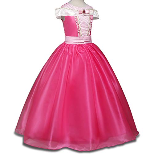 Disfraz de princesa Aurora para niñas de 3 a 10 años, color rosa fuerte Rosa hot pink 5-6 Years, Height 116 cm