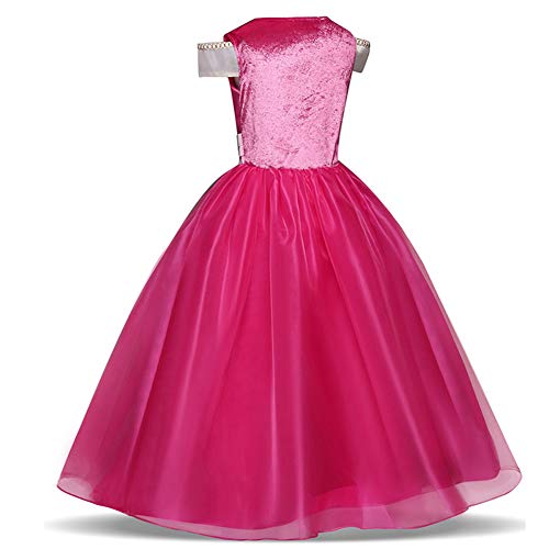 Disfraz de princesa de las niñas Cosplay de la bella durmiente (rosa, 3-10 años)(120cm)