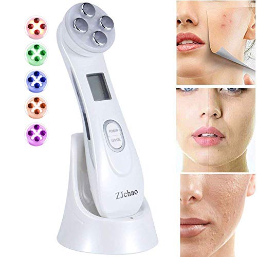 Dispositivo de belleza, masaje y mesoterapia por ultrasonido con 6 modos y luz led, recargable mediante USB, para tratamiento de arrugas, acné y rejuvenecimiento con iones y protones