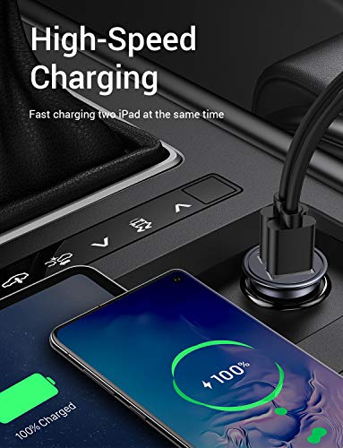 DIVI Cargador de Coche con Doble USB Puerto Cargador Móvil 5V/4.8A/24W, Adaptador Automóvil con Fast Charging Mini Small Size para Phone X / 8/8 Plus / 7, Galaxy S9/S9 Plus/S8/S7/S6 by (Negro)