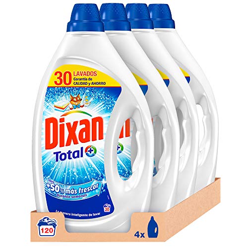 Dixan Detergente Líquido Total 30 Dosis - Paquete de 4, Total: 120 Lavados (6 Litros)