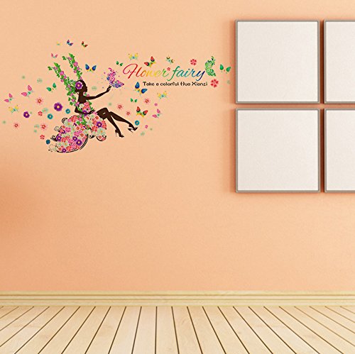 DIY Murales adhesivos y pegatinas de pared Papel pintado,Póster Dibujos Artísticos Fotografías,Swing swing flower fairy bedroom living room entrada TV decoración de la pared etiqueta de la pared