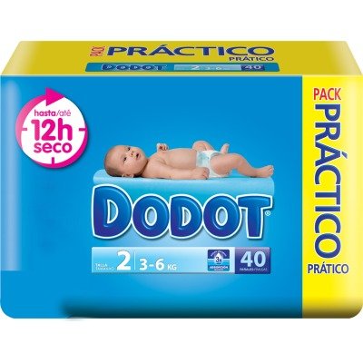 DODOT 12 HORAS SECO TALLA 2 (3 A 6 KILOS) 4 PAQUETES DE 40 UNIDADES