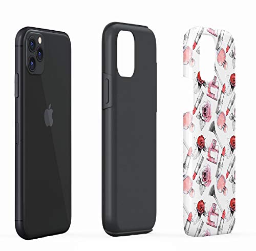 DODOX Soft Red Rose Blossom & Parfume Pattern Case Cover Compatible with iPhone 11 Pro MAX Silicone Inner & Outer Hard PC Shell 2 Piece Hybrid Armor