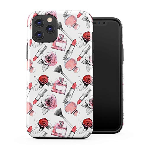 DODOX Soft Red Rose Blossom & Parfume Pattern Case Cover Compatible with iPhone 11 Pro MAX Silicone Inner & Outer Hard PC Shell 2 Piece Hybrid Armor