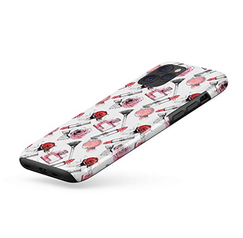 DODOX Soft Red Rose Blossom & Parfume Pattern Case Cover Compatible with iPhone 11 Pro Silicone Inner & Outer Hard PC Shell 2 Piece Hybrid Armor