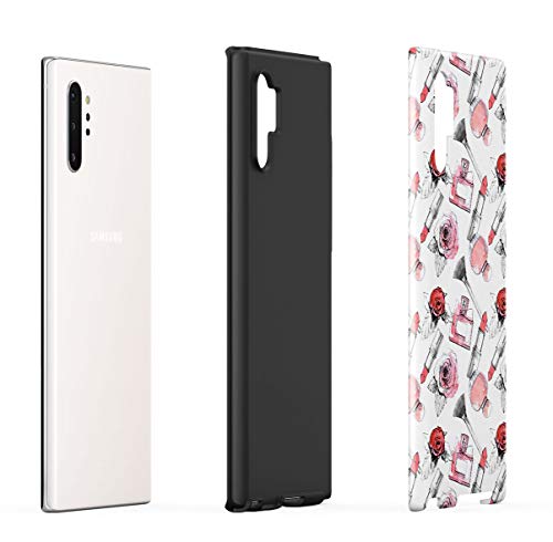 DODOX Soft Red Rose Blossom & Parfume Pattern Case Cover Compatible with Samsung Galaxy Note 10 Plus Silicone Inner & Outer Hard PC Shell 2 Piece Hybrid Armor