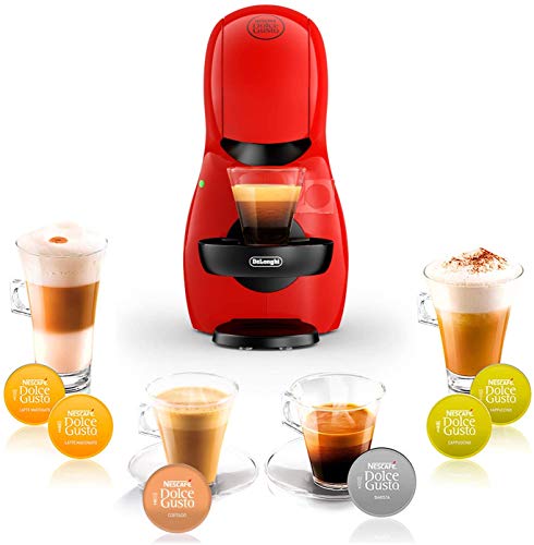 Dolce Gusto Piccolo XS EDG210.R - Cafetera de cápsulas con 15 bares de presión, 0.8L, con tres packs de café, color rojo