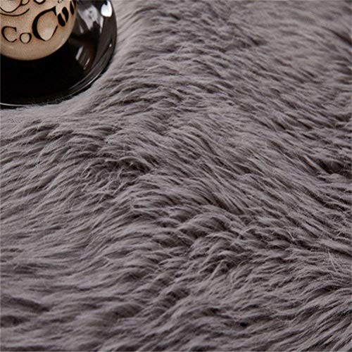 DQMEN Piel de Cordero Oveja/Sheepskin Rug Cordero, imitación mullida Alfombras imitación Piel sintética Deko Piel,para salón Dormitorio baño sofá Silla cojín (Gris, 75 X 120cm)