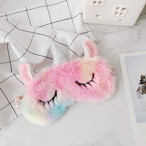 dressfan Unicornio Máscara para Dormir Máscara de Ojos Linda Unicornio Cuerno Felpa Suave Sombra De OjosPara Mujer Niña con Orejas