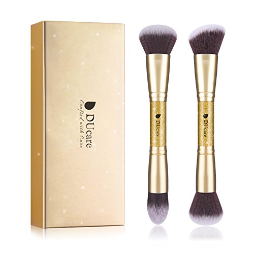 DUcare Brochas de Maquillaje Foundation Brocha Kabuki 2PCS Brochas Para Maquillaje Facial Profesional