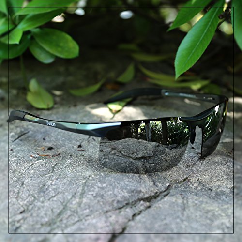 Duco Gafas de sol deportivas polarizadas para hombre con ultraligero y marco de metal irrompible, 100% UV400-8177S (Gunmetal-Plata)