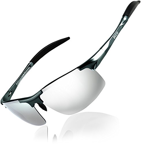 Duco Gafas de sol deportivas polarizadas para hombre con ultraligero y marco de metal irrompible, 100% UV400-8177S (Gunmetal-Plata)