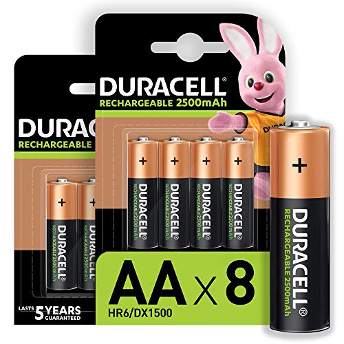 Duracell - Pilas Recargables AA 2500 mAh, paquete de 8