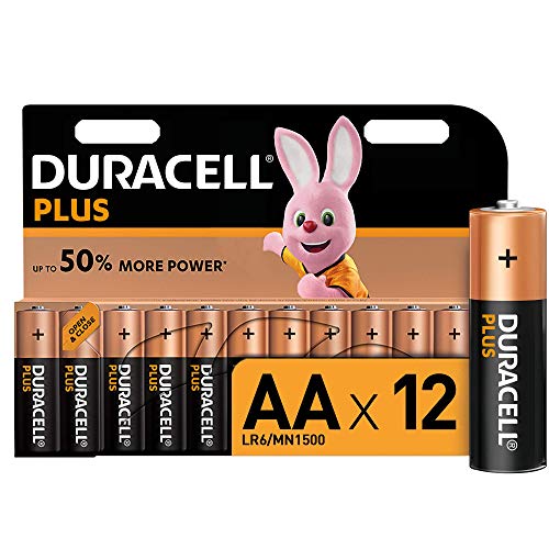 Duracell Plus AA - Pilas Alcalinas paquete de 12, 1.5 Voltios LR06 MX1500