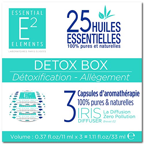 E2 Detox Box IRIS con 25 aceites esenciales 100% puros y naturales