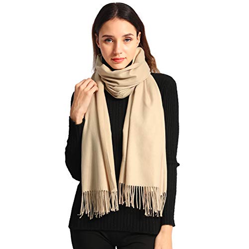 EASE LEAP Bufanda Mujer con Tacto Cachemira Fiesta Chal para Boda Suave Pashmina 200 * 70cm/(Beige)