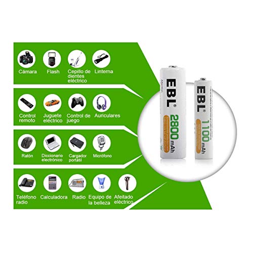 EBL 1100mAh AAA Ni-MH 1200 Ciclo de Pilas Recargables para los Equipos Domésticos con Estuches de Almacenamiento (8 Piezas)