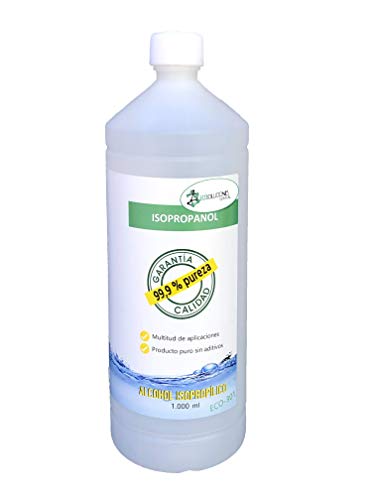 Ecosoluciones Químicas - 1 litro | Alcohol Isopropílico 99,9% Alta pureza IPA | Limpieza componentes electrónicos, Objetivos, Pantallas. Desengrasante. Desinfección y Limpieza Superficies