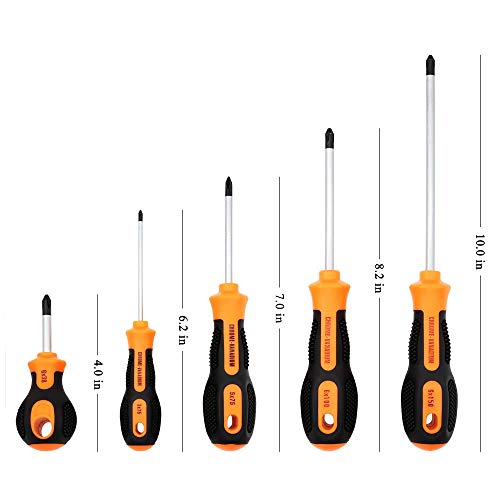 E·Durable 9pcs Juego Destornilladores de precisión con punta magnética ahorro de mano multifuncional herramienta Phillips y Flathead destornillador y cómoda manija antideslizante pesada