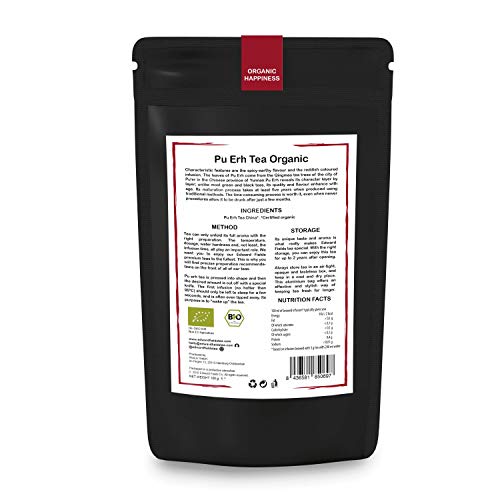 Edward Fields - Té Rojo Pu Erh Orgánico de alta calidad. Cantidad: 100g. Formato: Granel. Origen: China. Detox, antioxidante, adelgazante.