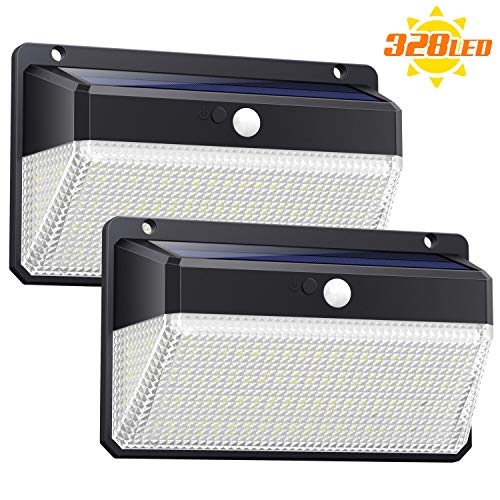 Ekrist Luz Solar Exterior 328 LED Luces Solares【3000lm-más Brillante & Amplio Iluminación】Foco Solar Exterior con Sensor de Movimiento 2500mAh 3 Modos