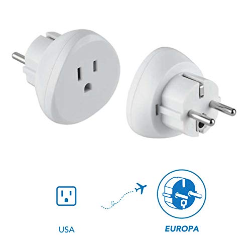 Electraline 70059 Adaptador de Viaje USA a tus enchufes de Francia/Europa, blanco