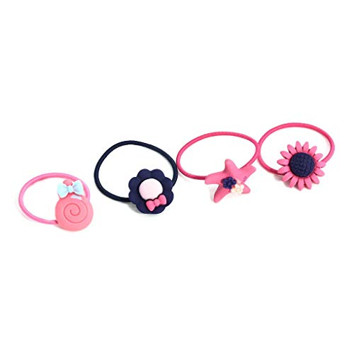 Elenxs Anillo de la Venda del Pelo Cola de Caballo 30pcs del corazón Sombrero de la Flor Muchacha de los Cabritos Hairband elástico del Pelo