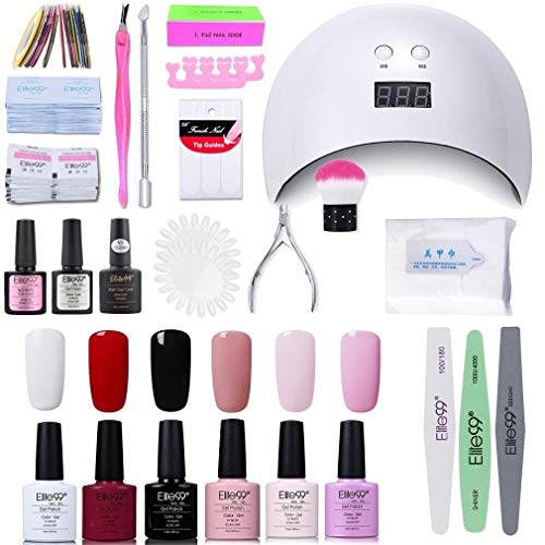 Elite99 Lámpara UV LED para Uñas 24w, 6 Colores Kit de Esmaltes Semipermanentes en Gel UV LED, Base y Top Coat, Semipermanentes, Removedor de Uñas y Accesorios 003