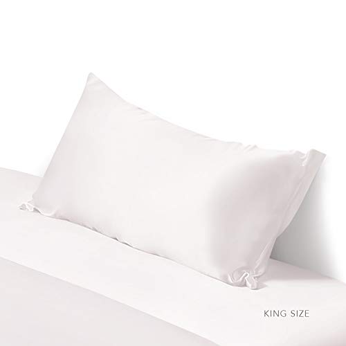 ElleSilk 100% Seda Funda de Almohada, 22 Momme, Seda de Morera de Grado Superior, Tinte Natural, Super Suave y Acogedor, 50 x 75cm, Blanco