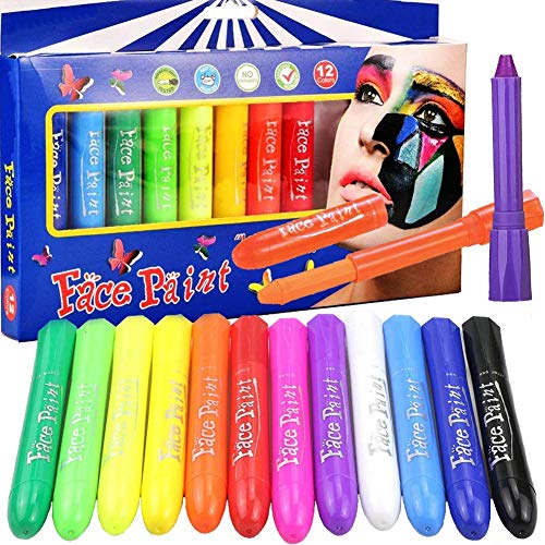 EN-71 Certified 12 Cols Face Crayones, Kits de Pintura para la Cara, Pintura Corporal, Pintura Facial para niños, Pintura Lavable para la Cara, Maquillaje para niños, Pintura Corporal no tóxica