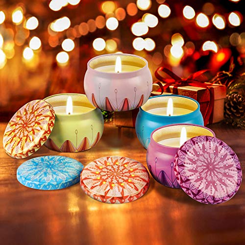 Enibon Velas Aromaticas, Velas Perfumdas Aliviar Estrés y Relajación, 100% Cera de Soja Naturales, 4 * 5,3oz, 35-40 Horas. Regalos Originales Mujer para Yoga, Aniversario, Cumpleaños, Bodas, Navidad