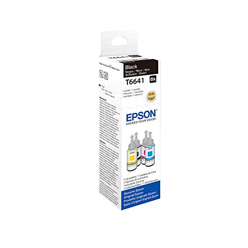 Epson T6641 - Cartucho, 70 ml, color negro válido para los modelos L555, L355, ET-4550, ET-4500, ET-2550, ET-2500, ET-16500, ET-14000 y otros, Ya disponible en Amazon Dash Replenishment