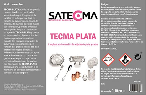 Espectacular limpiador concentrado para plata, bronce, cobre, laton. TECMA PLATA, para limpieza por inmersión de sus objetos más queridos