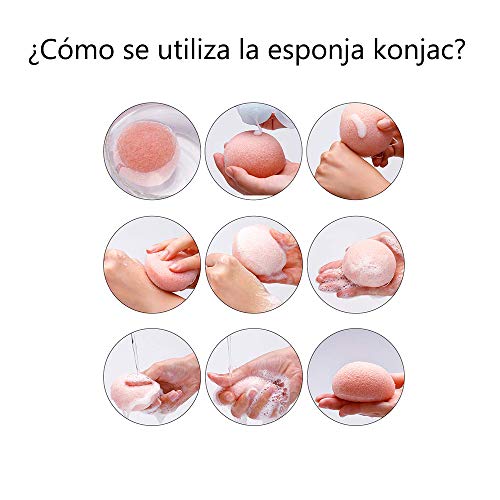 Esponja Konjac Exfoliante Suave Facial Natural, Orgánico, Bio, Ecológico, Vegano, Cuidado de la Piel, Limpieza Profunda, para Piel Sensible y Bebés - Pura, todo tipo de pieles