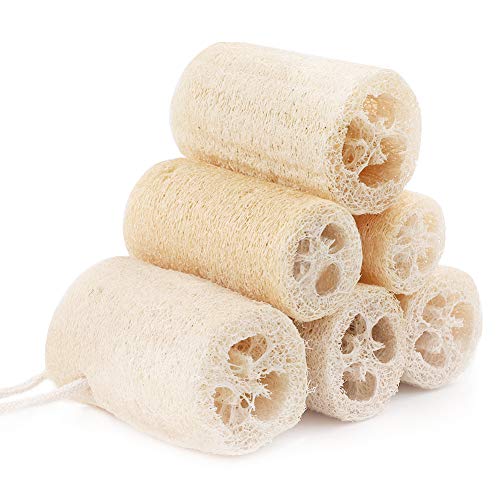 Esponja natural Luffa, 6 unidades, 10 cm, Esponja natural Luffa, para baño y ducha, perfecta para el cuidado corporal, decoración y limpieza de cocina