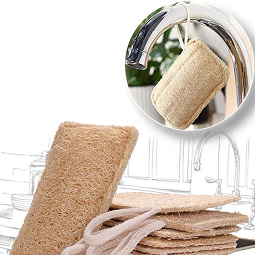 Esponjas de luffa, Esponjas orgánicas naturales para lavar platos Paquete de 6,exfoliante de lufa orgánica Fabricado de lufa egipcia superior/100% orgánico, biodegradable y ecológico