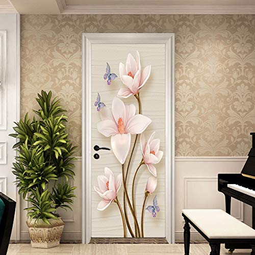 Estilo Chino Mariposa Néctar Puerta Pegatinas Dormitorio Sala De Estar Decoración Pintura Impermeable Autoadhesivo Extraíble Pvc Pegatinas De Pared 77x200cm