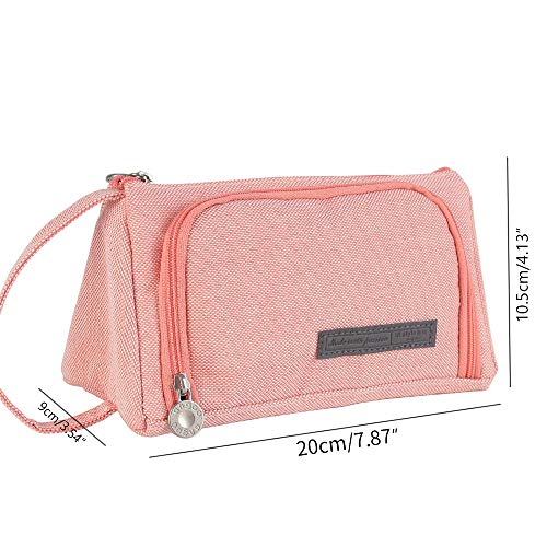 Estuche Escolar Niña, Yigou Multifuncional Estuche de lápices de Gran Capacidad Bolsa de Lona Bolsa de lápiz Maquillaje Organizador de Papelería para útiles Escolares y Oficina (Rosa)