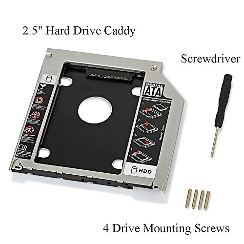 ESYNiC SATA HDD SSD de 2.5 " 9.5 mm Segunda Unidad de Disco Duro Caddy Optical de Disco Duro para Apple MacBook Unibody MacBook Pro 13 15 17 Unidad de DVD Super Drive Mejorar su Almacenamiento de Datos ¡­