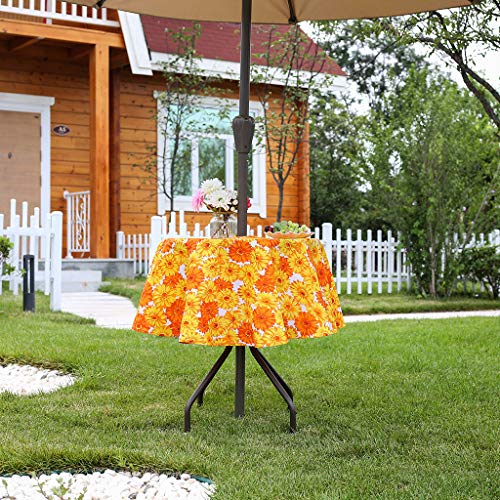 Eternal Beauty Mantel impermeable redondo de 132 cm para interiores y exteriores, con agujero para sombrilla y cremallera para patio, jardín, fiesta y barbacoa., Girasol, 60"Round,Zippered