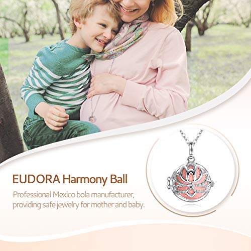 EUDORA Harmony Ball Bisutería Mujer Llamador de Angeles, Loto Sagrado Cadena Colgantes Joyería para Mujer Niña de Circonia Regalos Originales Carillón Música Cadena con Collar, 76,2cm